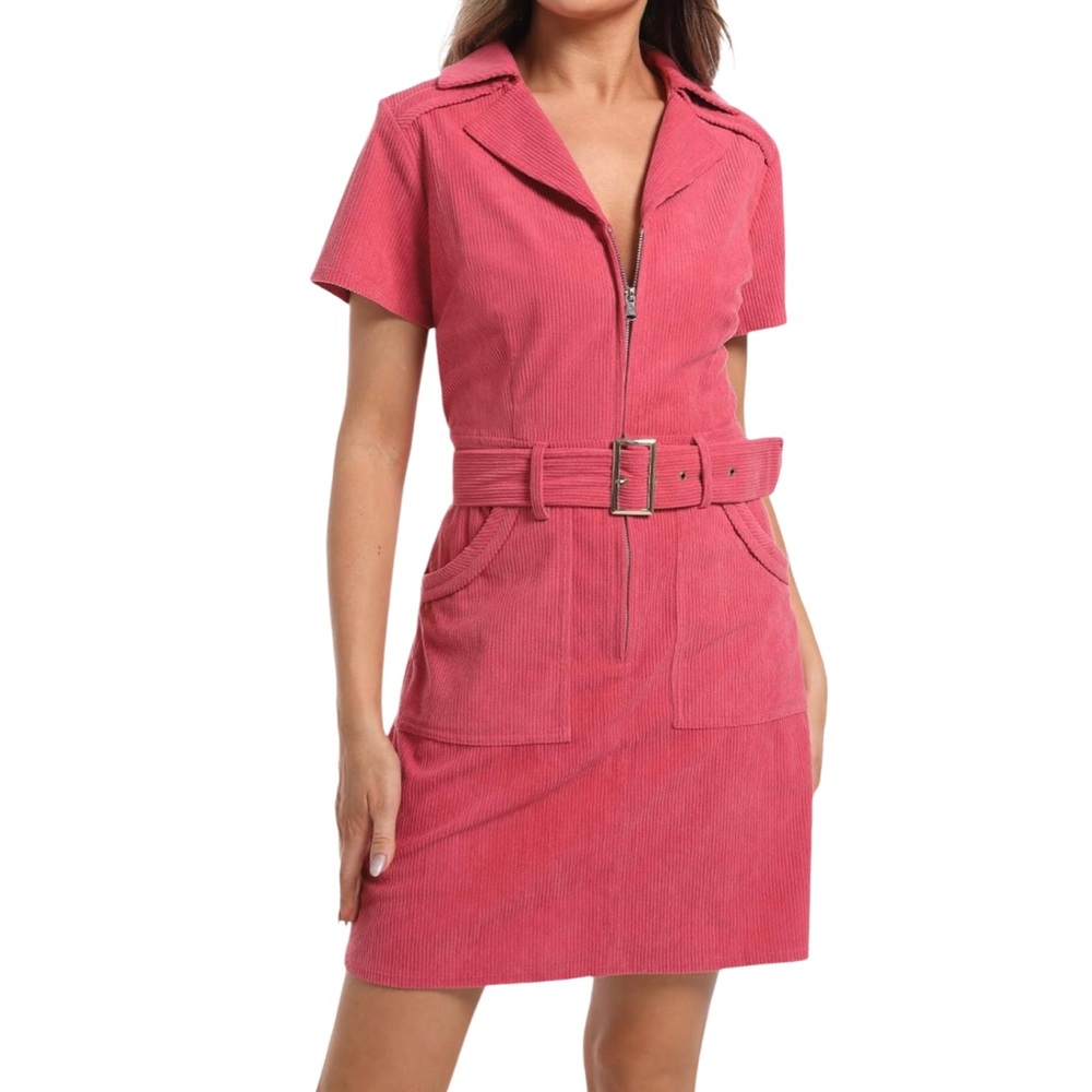 Pink Corduroy Mini Dress - Picture 10 of 12